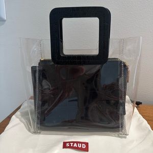 Staud Mini Shirley Bag Black Croc Embossed